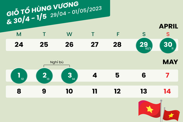 Lễ Giỗ Tổ - 30/4 - 1/5 năm nay nghỉ đến 5 ngày